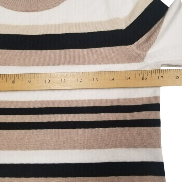 Allison Brittney Women S Striped Knit Sweater Dress Midi Tan Black Y2K 90s - Picture 6 of 8